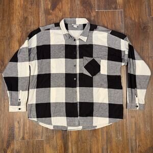 Monki LARGE buffalo plaid black and white button up 100% Cotton